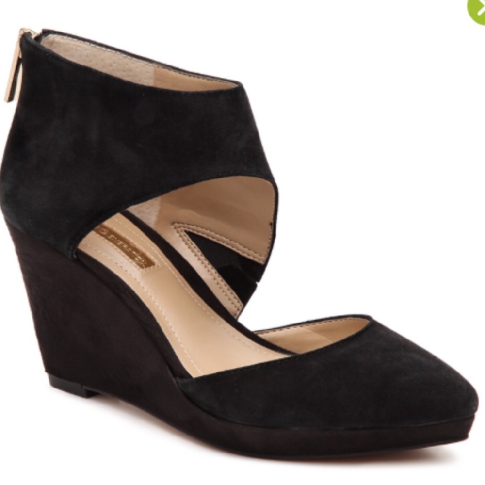 BCBG Black Suede Wedges